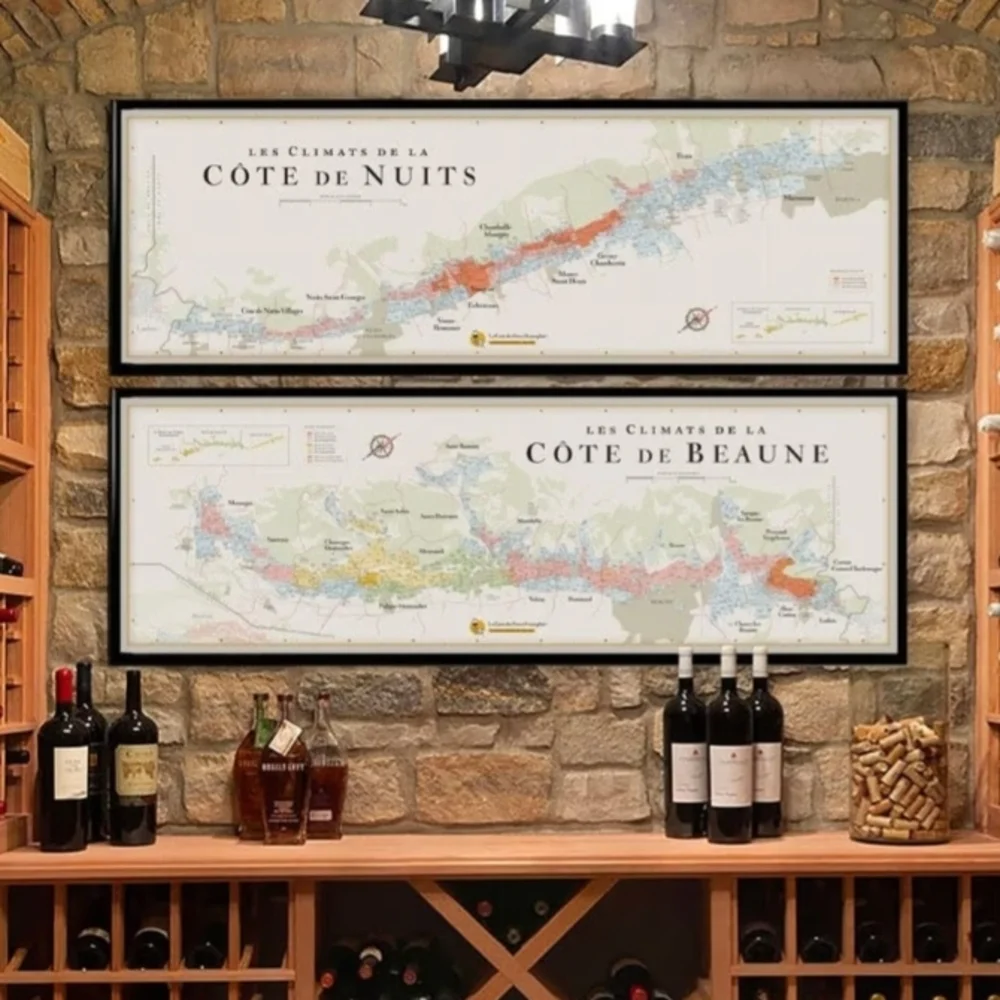 NIB. Maps Of Climats De Bourgogne - France Wine Region Wall Art - Without Frame